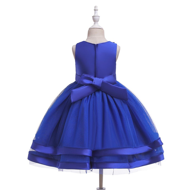 Glamulice Blue Little Girls Dresses Christmas Ruffles Tulle Vintage Bridesmaid Birthday Party Gown Pageant Flower Girl Dress for Wedding Princess Dance Formal Ball Gown Deep Blue Holiday 5 6 - Image 2